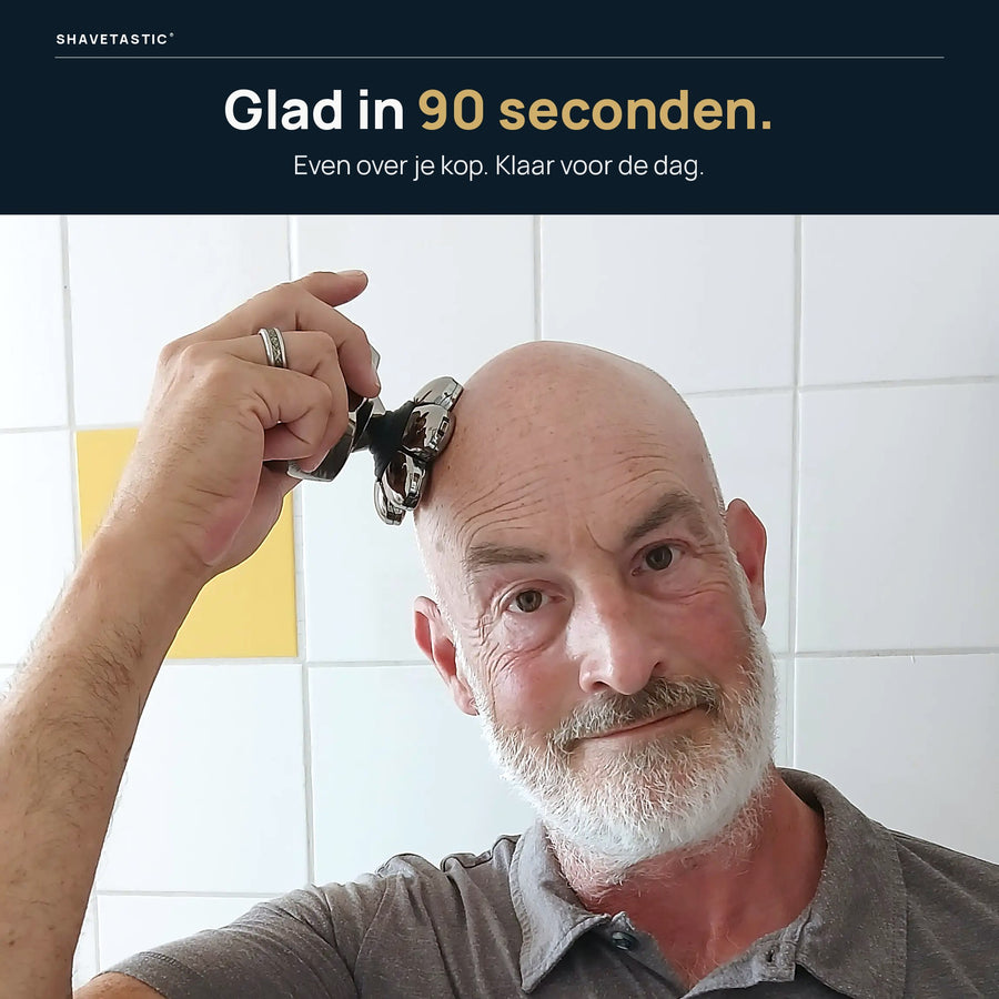 Kale man scheert zijn hoofd met de ShaveTastic Shaver Pro: glad in 90 seconden